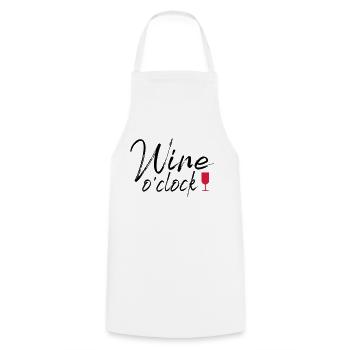 Wine o clock gift wine lover wine wine glass - Cooking Apron - white - Front - AI Model Male 185 dark (185cm)