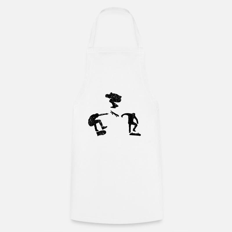 Skateboard tricks vintage - Tablier de cuisine - blanc