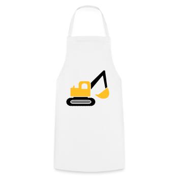 Excavator vehicle - Cooking Apron - white - Front - AI Model Male 185 dark (185cm)
