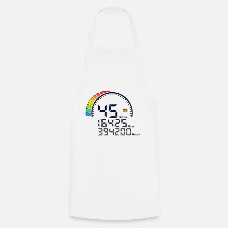 45 ans years compteur anniversaire days hours - Tablier de cuisine - blanc