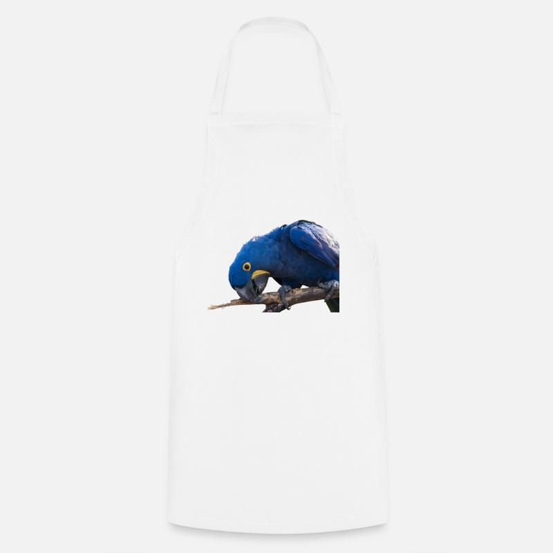Hyacinth Macaw Parrot face view - Cooking Apron - white