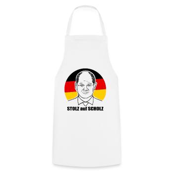stolz auf Scholz, Bundeskanzler, Deutschland Shirt - Kochschürze - Weiß - Vorne - AI Model Male 185 dark (185cm)