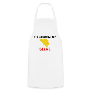 délicieusement belge Belgique humour cadeau - Tablier de cuisine - blanc - Devant - AI Model Male 185 dark (185cm)