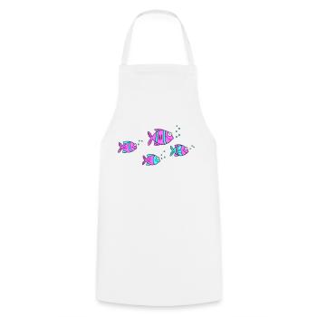 Poisson Cichlide Eau Mer Graffiti Dessin - Tablier de cuisine - blanc - Devant - AI Model Male 185 dark (185cm)