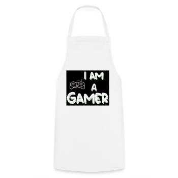 I AM A GAMER T - Shirt - Kochschürze - Weiß - Vorne - AI Model Male 185 dark (185cm)