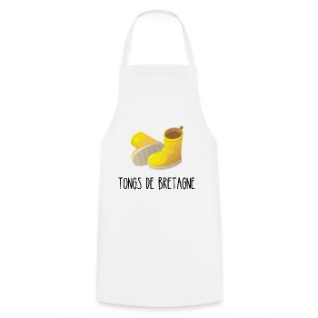 TONGS DE BRETAGNE - Tablier de cuisine - blanc - Devant - AI Model Male 185 dark (185cm)
