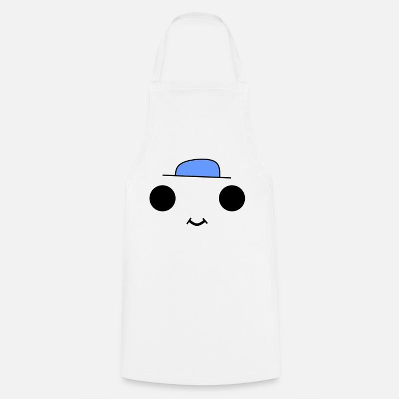 Cute face with a blue hat - Kochschürze - Weiß