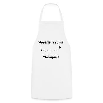 Voyager est ma thérapie ! - Tablier de cuisine - blanc - Devant - AI Model Male 185 dark (185cm)