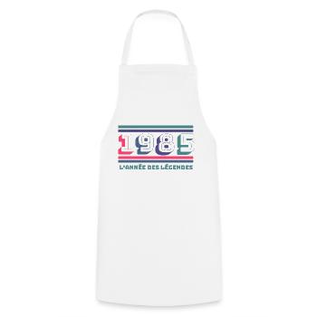 Année 1985 - Tablier de cuisine - blanc - Devant - AI Model Male 185 dark (185cm)