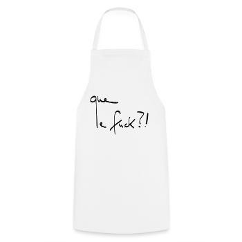 que le fuck Line Art - Minimalistisch - Kochschürze - Weiß - Vorne - AI Model Male 185 dark (185cm)