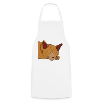 Schlafende Katze Illustration Geschenk - Kochschürze - Weiß - Vorne - AI Model Male 185 dark (185cm)