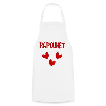 FÊTE DES PÈRES. BONNE FÊTE PAPA. PAPA. BONNE FÊTE - Tablier de cuisine - blanc - Devant - AI Model Male 185 dark (185cm)