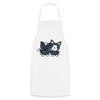 2 chats amis équipe équipage deux chatons de compagnie - Tablier de cuisine - blanc - Devant - AI Model Male 185 dark (185cm)