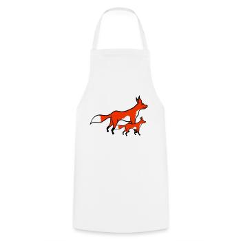2 Foxes Mother Red Fox Little Child Father Mom - Cooking Apron - white - Front - AI Model Male 185 dark (185cm)