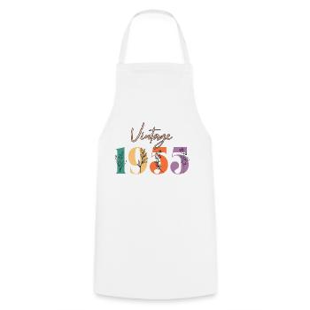 Vintage 1955 florale - Tablier de cuisine - blanc - Devant - AI Model Male 185 dark (185cm)