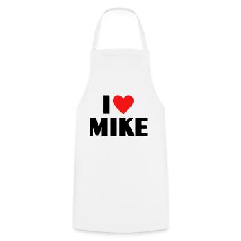 I Love Mike Red Heart Love Fan Gift - Cooking Apron - white - Front - AI Model Male 185 dark (185cm)