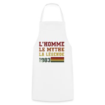 L'homme le mythe la légende 1983 - Tablier de cuisine - blanc - Devant - AI Model Male 185 dark (185cm)