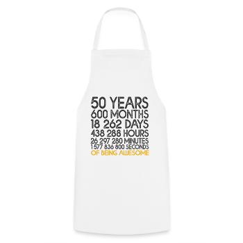 50-year anniversary counter birthday 50 years - Cooking Apron - white - Front - AI Model Male 185 dark (185cm)