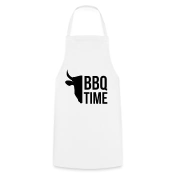 Bull head - BBQ Time - Kochschürze - Weiß - Vorne - AI Model Male 185 dark (185cm)