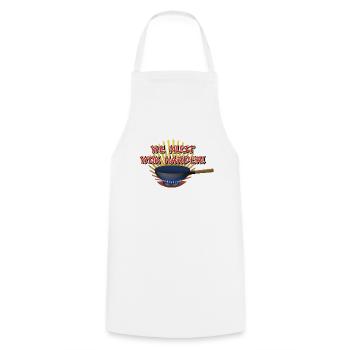 we must wok harder - funny motif with wok - Cooking Apron - white - Front - AI Model Male 185 dark (185cm)