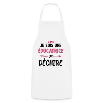 Je Suis Une Éducatrice Qui Déchire - Tablier de cuisine - blanc - Devant - AI Model Male 185 dark (185cm)