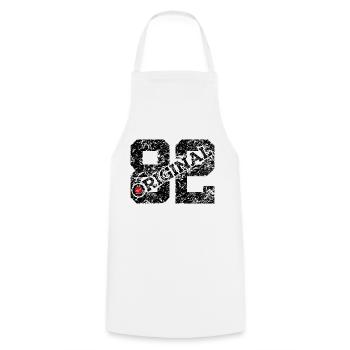44TH BIRTHDAY 44 YEARS ORIGINAL 1982 - Cooking Apron - white - Front - AI Model Male 185 dark (185cm)