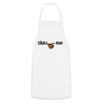 Chill ma! - Kochschürze - Weiß - Vorne - AI Model Male 185 dark (185cm)