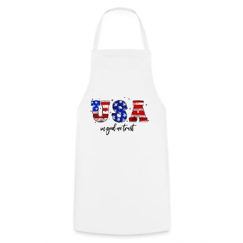 USA In God We Trust - Cooking Apron - white - Front - AI Model Male 185 dark (185cm)