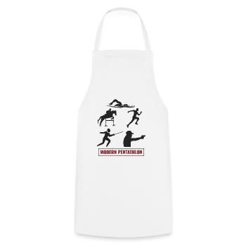 Pentathlon moderne - Escrime Natation Équitation - Tablier de cuisine - blanc - Devant - AI Model Male 185 dark (185cm)
