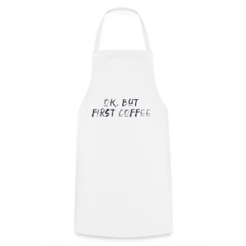 ok premier café café disant police petit déjeuner - Tablier de cuisine - blanc - Devant - AI Model Male 185 dark (185cm)