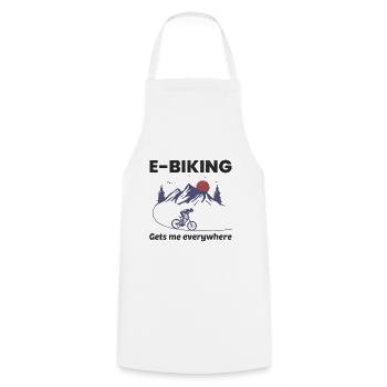 E-Bike Electric Bicycle Bike Cycling Biker Mtb - Cooking Apron - white - Front - AI Model Male 185 dark (185cm)