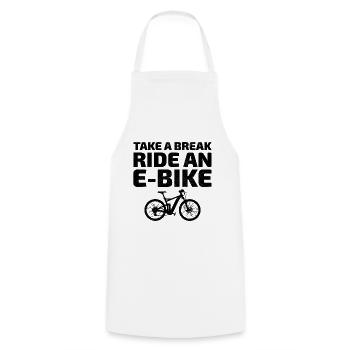 E-Bike Electric Bicycle Bike Cycling Biker Mtb - Cooking Apron - white - Front - AI Model Male 185 dark (185cm)