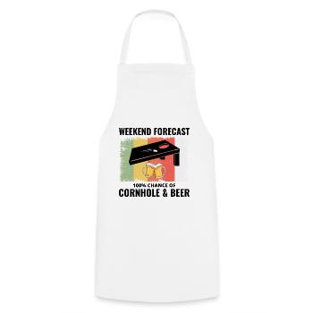 Cornhole Drinking Bean Bag Toss Jeu de pelouse en plein air - Tablier de cuisine - blanc - Devant - AI Model Male 185 dark (185cm)
