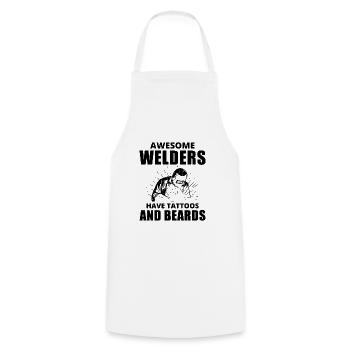Welding Welder Metal Construction Tattoos Beards - Cooking Apron - white - Front - AI Model Male 185 dark (185cm)