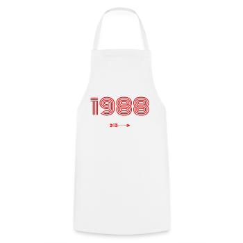 Né en 1988 - Tablier de cuisine - blanc - Devant - AI Model Male 185 dark (185cm)