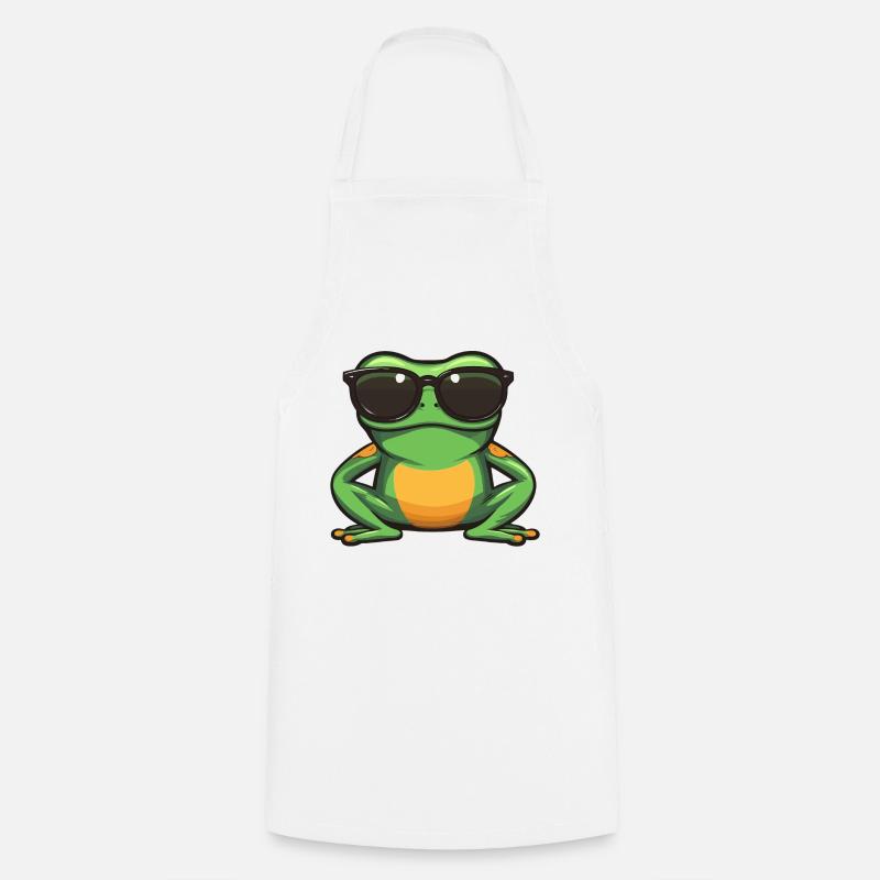 Frog with sunglasses - Cooking Apron - white