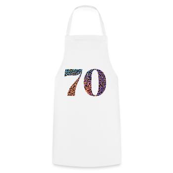 70th Anniversary Leopard - Cooking Apron - white - Front - AI Model Male 185 dark (185cm)