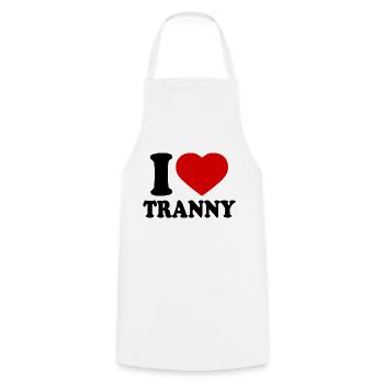 I love tranny - Kochschürze - Weiß - Vorne - AI Model Male 185 dark (185cm)