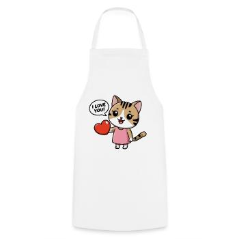 Je t’aime - Chat de dessin animé kawaii - Tablier de cuisine - blanc - Devant - AI Model Male 185 dark (185cm)