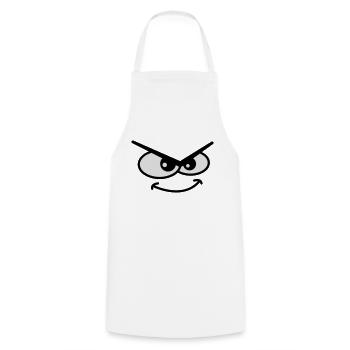 Evil Peep Cartoon Face Cool Naughty Grin - Cooking Apron - white - Front - AI Model Male 185 dark (185cm)
