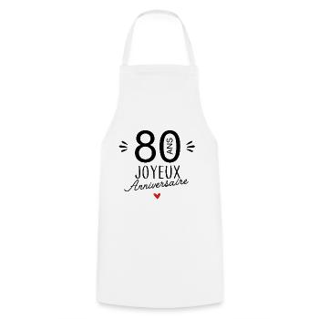 Joyeux anniv 80 ans - Tablier de cuisine - blanc - Devant - AI Model Male 185 dark (185cm)
