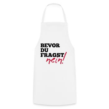 Avant de demander. Non! - Cadeau drôle de dictons - Tablier de cuisine - blanc - Devant - AI Model Male 185 dark (185cm)