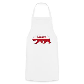 Polska Bear | Polish flag Poland gifts - Cooking Apron - white - Front - AI Model Male 185 dark (185cm)