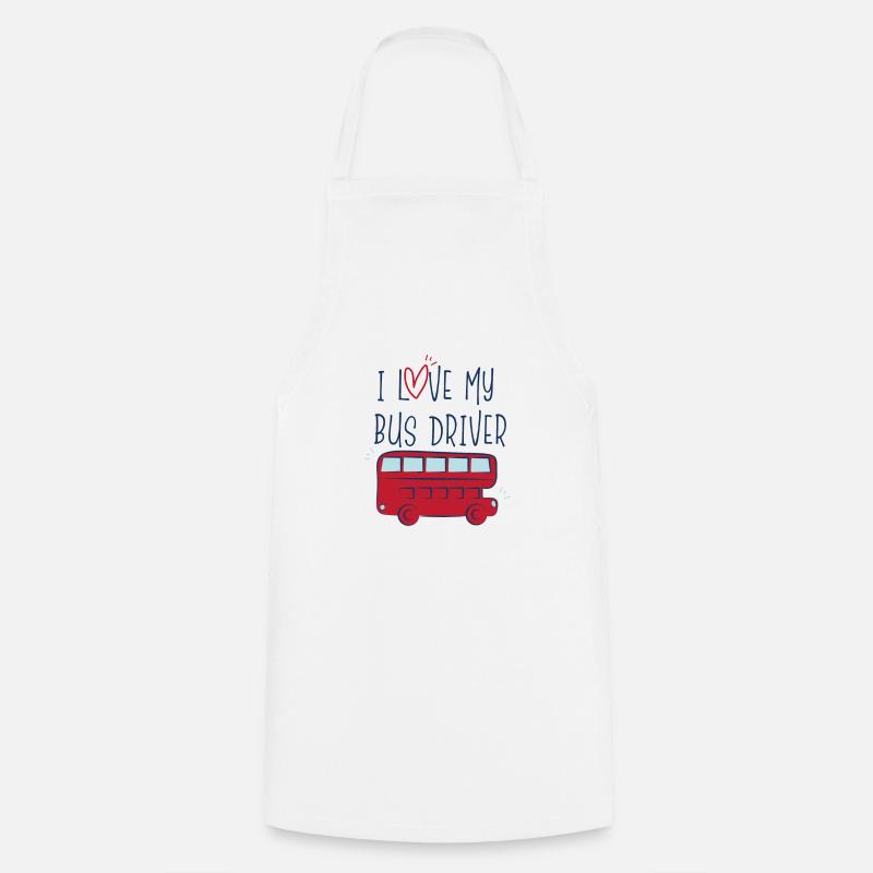 Love my bus driver double decker gift - Cooking Apron - white