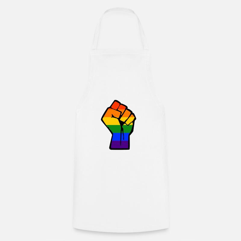 LGBT Faust Fighting Gay Pride CSD Regenbogen - Kochschürze - Weiß