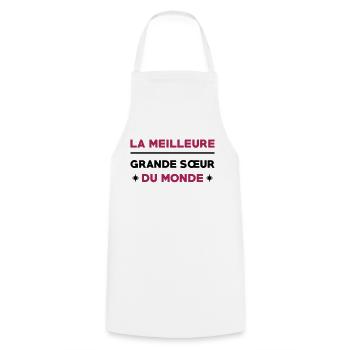 Soeur / Sœur / Sœurette / Soeur / Naissance - Tablier de cuisine - blanc - Devant - AI Model Male 185 dark (185cm)