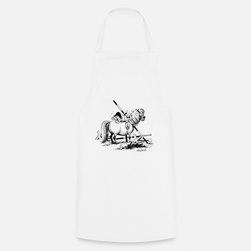 Thelwell 'Hard-bitten Pony' - Cooking Apron - white