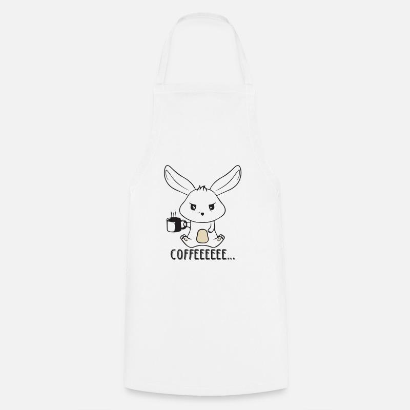 Lapin de café en colère et endormi - Tablier de cuisine - blanc