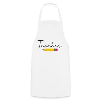 Crayon de professeur - Tablier de cuisine - blanc - Devant - AI Model Male 185 dark (185cm)