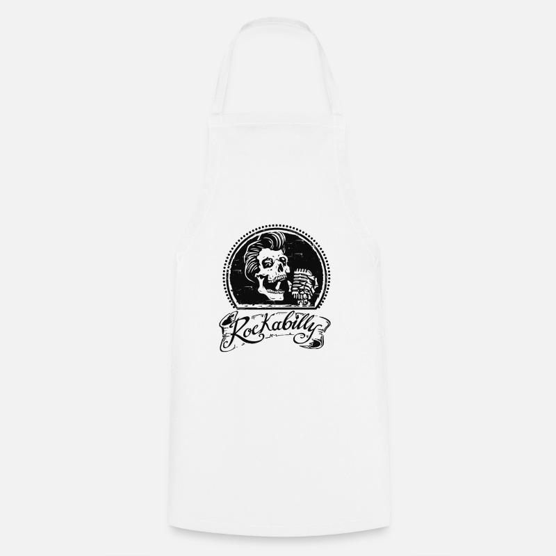 Rockabilly skull - Cooking Apron - white
